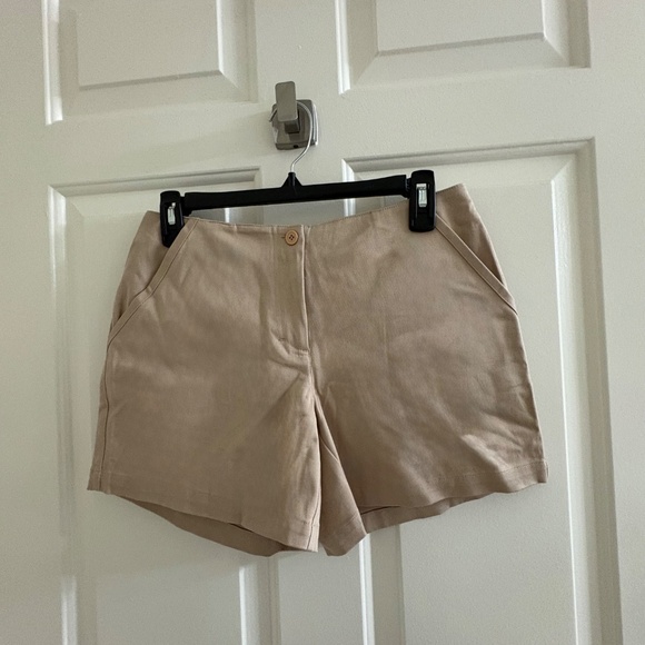 Boston Proper Khaki Linen-Blend Shorts – Size 4 - Picture 2 of 3